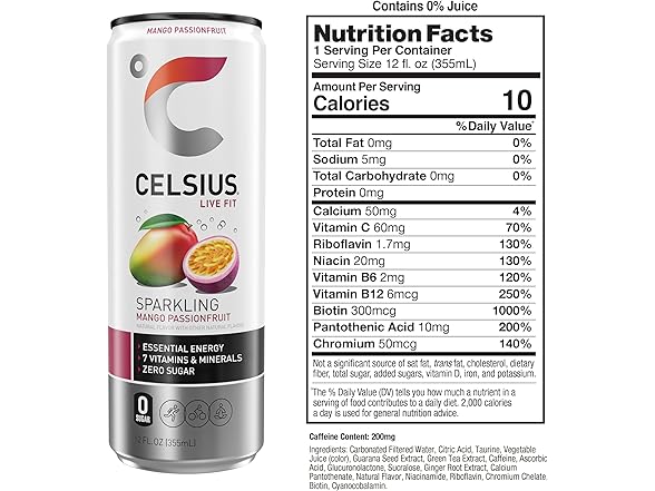12PK CELSIUS Sparkling Mango Passionfruit