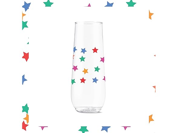 TOSSWARE 9oz Confetti Plastic Flute 6Pk