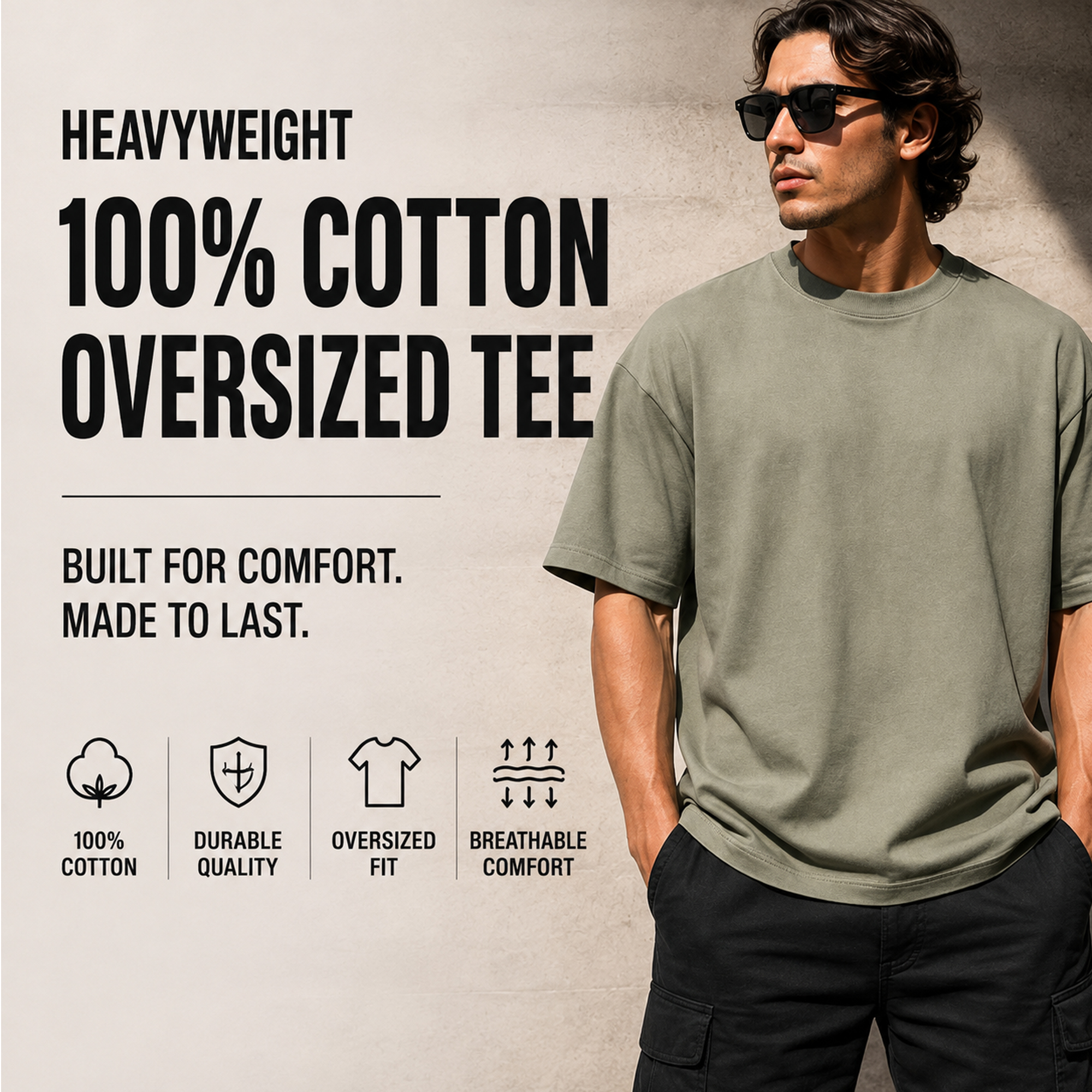 5Pk Mens Oversized Drop Shoulder Tee - Gallery 18