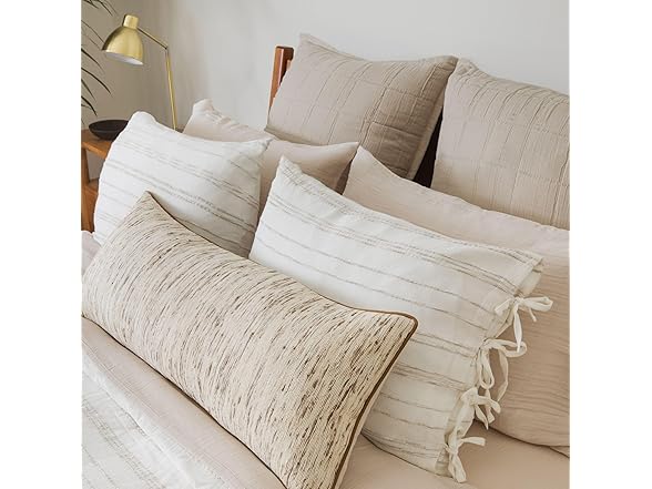 Calm White Beige Stripe Standard Sham Set of 2