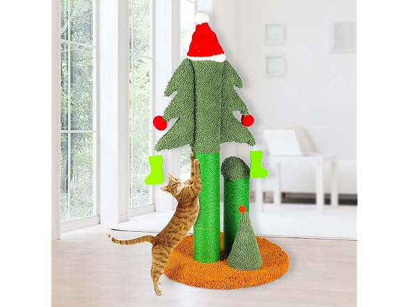 FluffyDream 32” Cat Scratching Post, Tall Christmas Tree