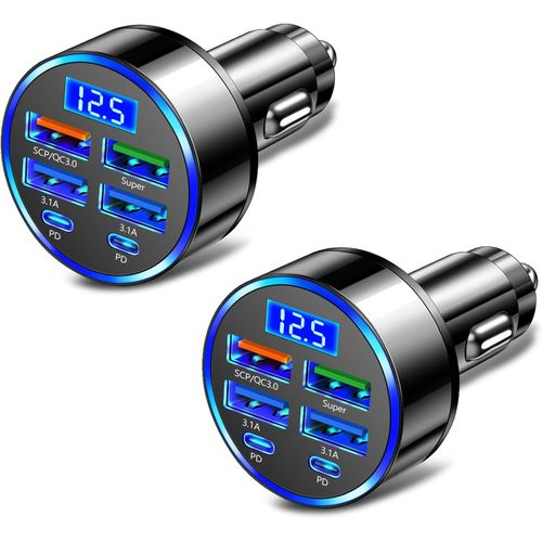 2-pk 6-in-1 Port Adapter Car Charger - Gallery 5