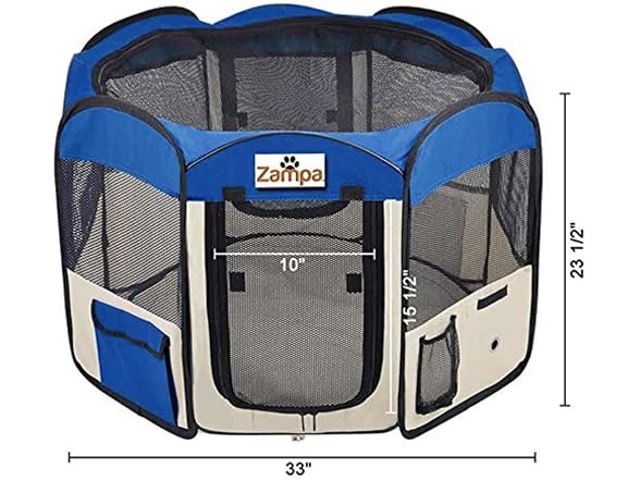 Zampa Dog Playpen Medium 45"x45"x24" Pop Up