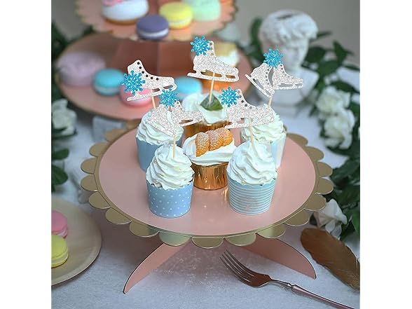 Gyufise 24Pcs Ice Skating Cupcake Topper
