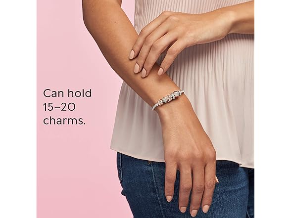 PANDORA Jewelry Moments Snake Chain Charm Rose Bracelet, 7.9" (Open Box)