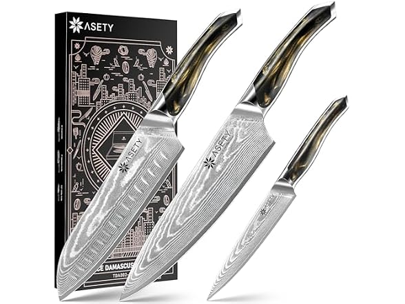 ASETY Damascus Knife Set Resin Handle