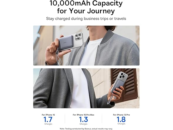 Baseus Picogo Qi2 .5" Ultra Slim Power Bank | 10K mAh 15W