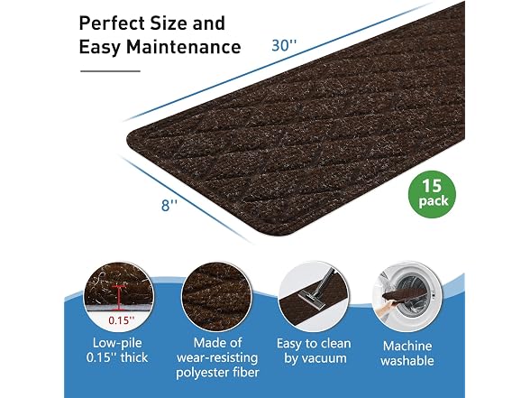 Safotad Stair Treads Coffee Brown 15pk
