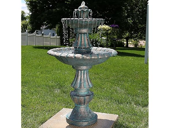 Sunnydaze Nouveau 2-Tier Outdoor Water Fountain 41 Inch