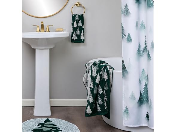 SKL Home Christmas Winter Pines Fabric Shower Curtain