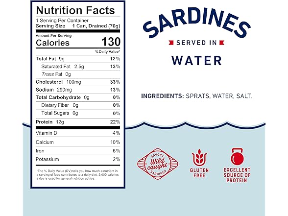 12PK Beach Cliff Sardines in Water, 3.75 oz Can