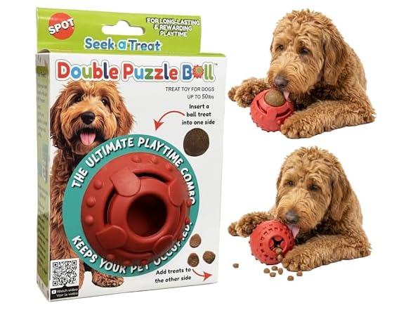 SPOT Seek-A-Treat Double Puzzle Ball Dog Toy