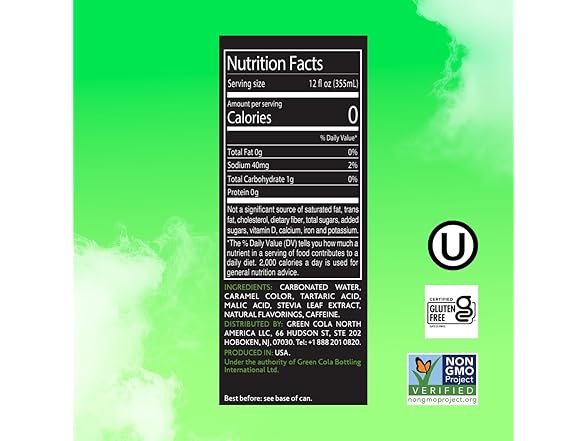 8PK Green Cola - Sugar Free, Zero Calories