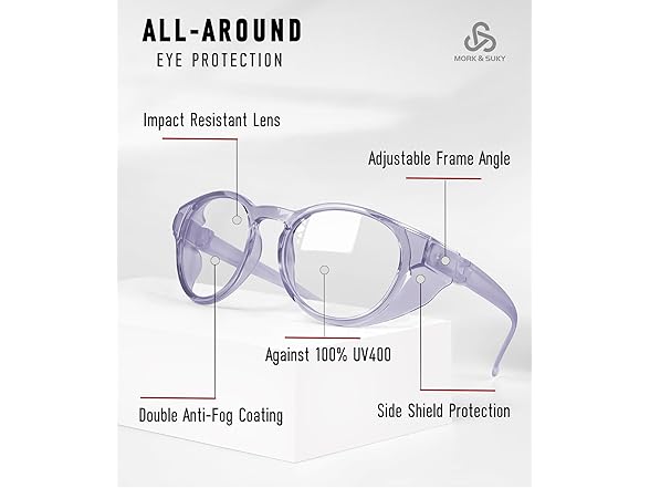 MORK&SUKY Stylish Safety Glasses, Wrap