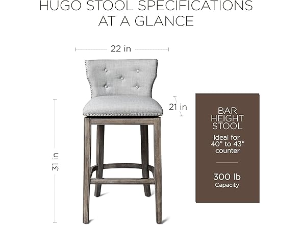 Maven Lane Hugo 31" Bar Height Barstool