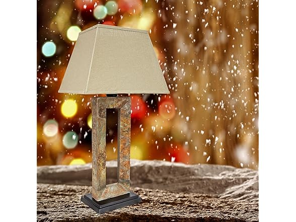 Open Rectangle Slate Table Lamp