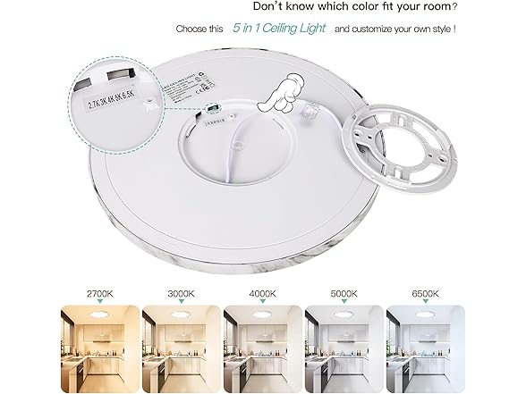 Brightever 12" Marble Flush Mount Ceiling Light