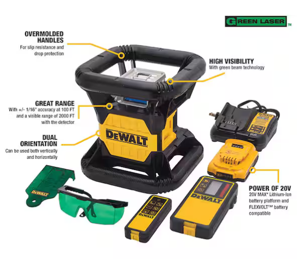 DEWALT DW079LG 20V MAX 250 ft. Rotary Green Laser Level - Gallery 4