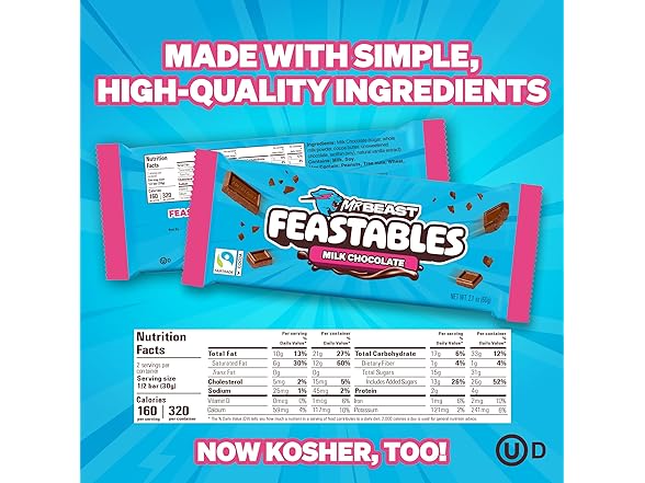 MrBeast Feastables Milk Choc King Size 10ct