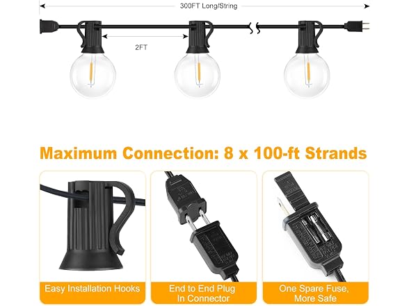 Bosceos 300FT G40 Globe String Lights
