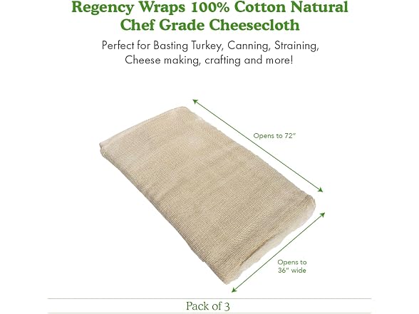Regency Wraps 100% Cotton Cheesecloth 3PK