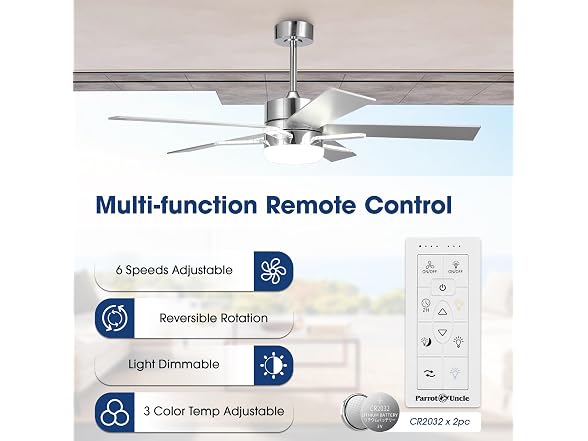 Parrot Uncle 52 Inch Silver Ceiling Fan