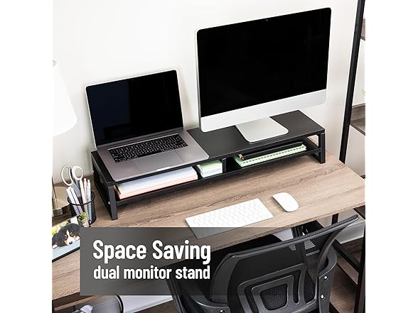 Mind Reader 2-Tier MDF Double Monitor Stand
