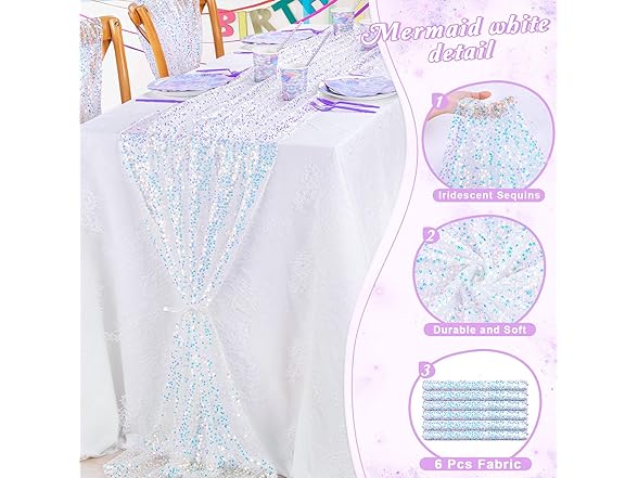 MoKoHouse Mermaid Party Table Runner 6 Pieces
