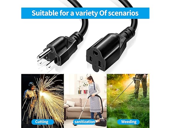 Short Power Extension Cord Outlet Saver, 15-20 Amp Plug Adapter Cord