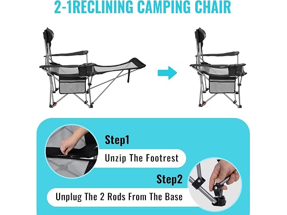 #WEJOY 2-in-1 Reclining Camping Chair