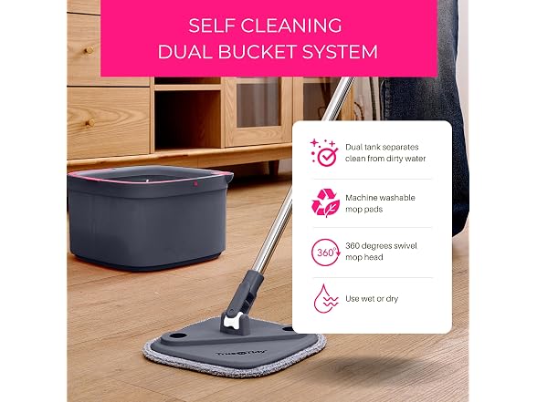 True & Tidy True Clean Spin Mop & Bucket