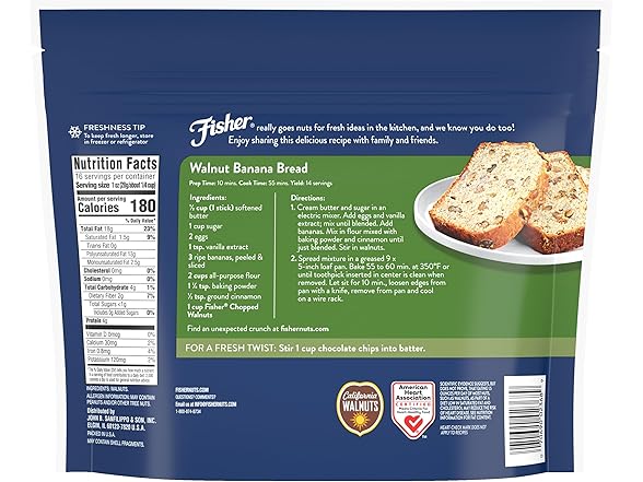 Fisher Chef's Naturals Chopped Walnuts 1lb.