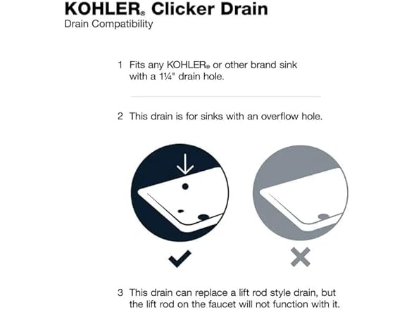 Kohler RH1274364-CP Clicker Drain with Overflow