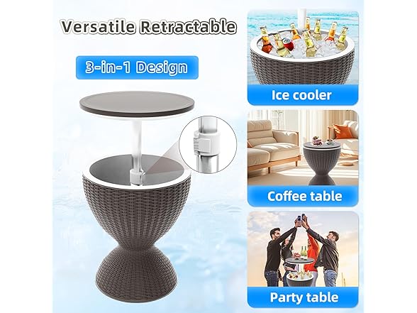 Grey Patio Bar Side Table