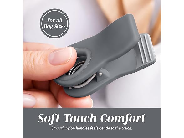 COOK WITH COLOR Bag Clips with Magnet-(Grey, Pack of 20)