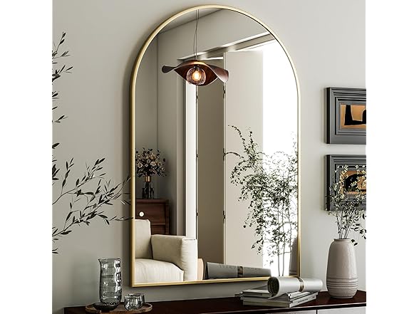 HARRITPURE Arched Gold Wall Mirror 24"x36"