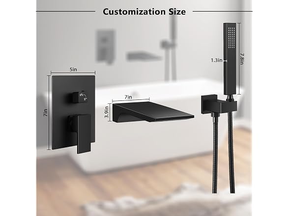 Dollate Wall Mount Bathtub Faucet Bath Tub Faucet Set