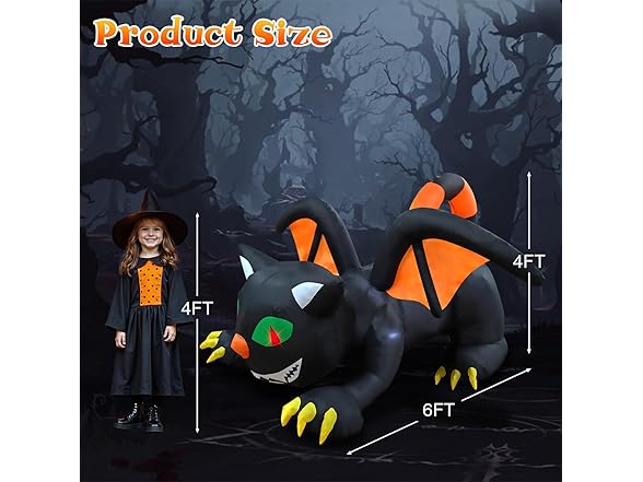 6FT Halloween Inflatables Black Cat