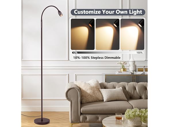 AUZONIMICS Reading Floor Lamp, Bronze