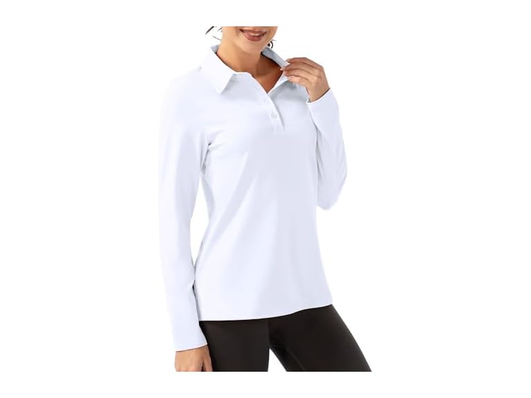 Fkeep Women Long Sleeve Polo Shirt Golf Sport Top - Gallery 35