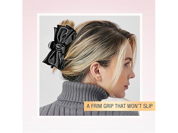 Scunci by Conair faux leather bow claw clip Black