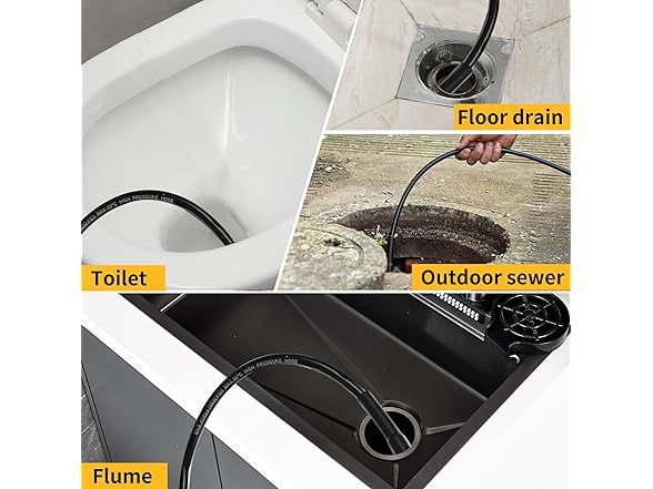 Sewer Jetter Kit for Pressure Washer, 100Ft X1/4"