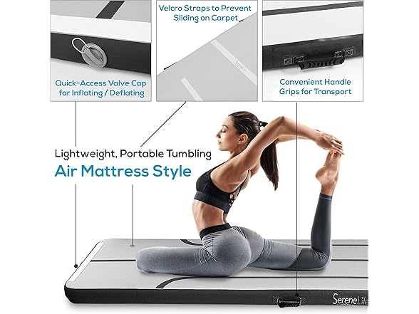 SereneLife Inflatable Gymnastics Mat 9.8 ft Air Track Tumble Mat - Gallery 3