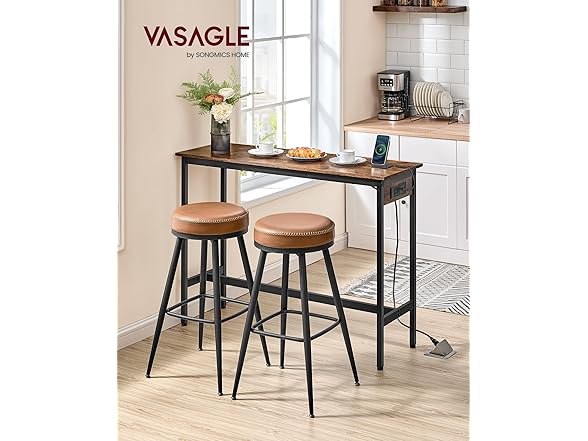 VASAGLE Narrow Long Sturdy Table w-Charging
