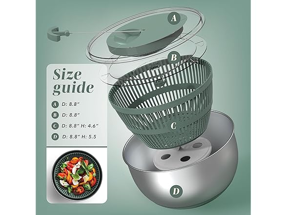 COOK WITH COLOR Stainless Steel Salad Spinner - 5 Qt.