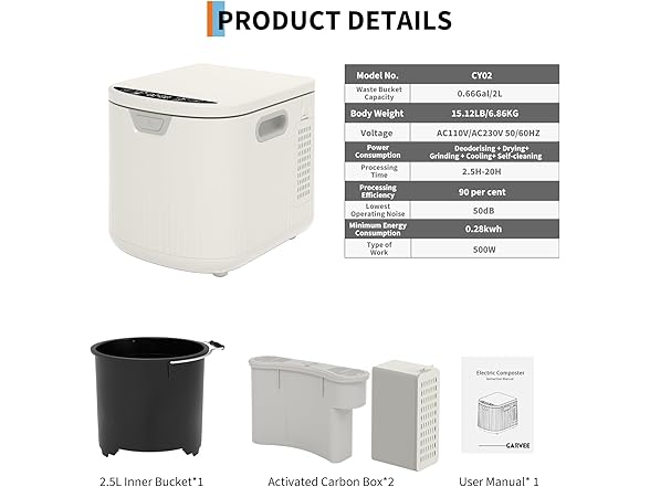 2.5L Fully Automatic Kitchen Compost Bin