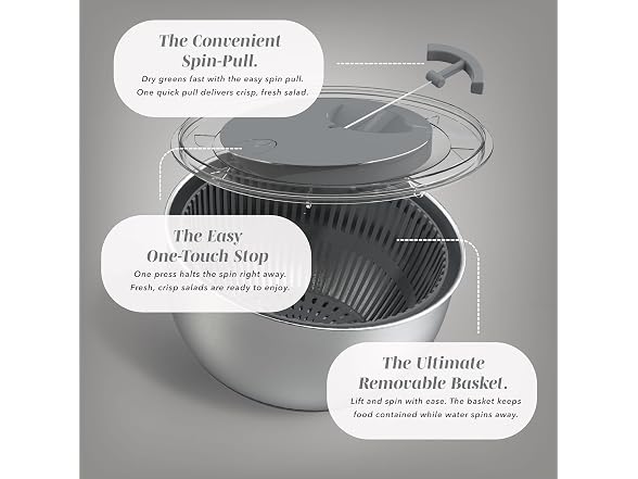 COOK WITH COLOR Stainless Steel Salad Spinner - 5 Q
