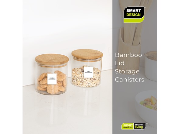 Smart Design 2pk Glass & Bamboo Canisters