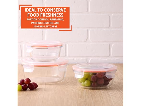 IMUSA 6 Piece Set Glass Round Food Container
