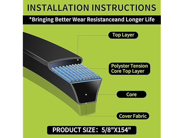 JingSney 5/8"x154" Deck Belt 1-653368